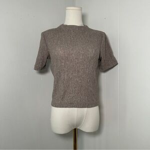 Classic Brown Ribbed Women's dress casual Top